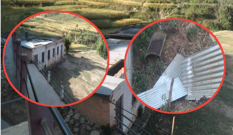 हावाहुरीले उडायो बिध्यालयको छाना  