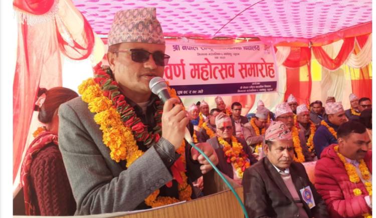 प्रतिनिधि सभा सदस्य सूर्य थापाद्वारा विद्यालयमा अक्षकोष स्थापना