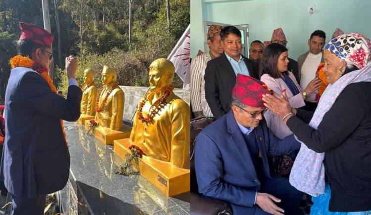 ८२ बर्षिय आमाको आशीर्वाद र सहिदको सम्मानसहित सूर्य थापाको मनोनयन यात्रा