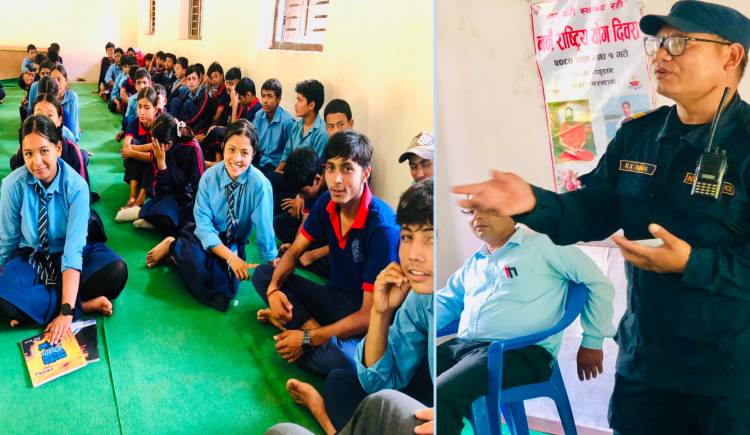 बिध्यार्थिलाई जीवन जिउने कला सिकाउँदै प्रहरी