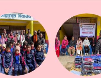 लायन्स क्लव अफ प्युठानका मेम्बर चियर पर्सन कक्षपतिको जन्मदिनमा विद्यार्थीलाई पोशाक प्रदान