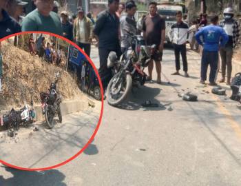 प्युठानमा तीन माेटरसाईकल एक आपसमा ठाेकिदा २ जनाको अवस्था गम्भिर  